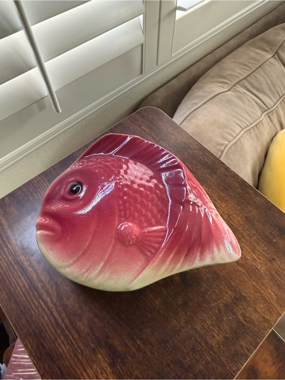 Ceramic Fish Décor - Pink and Cream Glazed Accent